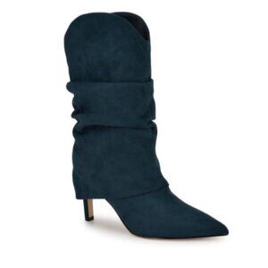 Nine West Womens Glitch Pointy Toe Slouchy Dress Boots Dark Blue Size 10 NEW